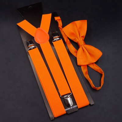 

Solid Color Clip-On Elastic Y-Shape Suspender And Bow Tie Set For Adults Men Women