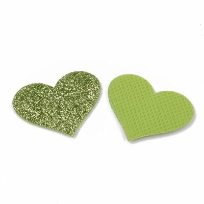 

Glitter PU Patches with Non Woven Fabric Back&Sponge Inside Heart Green 28x3536x3mm