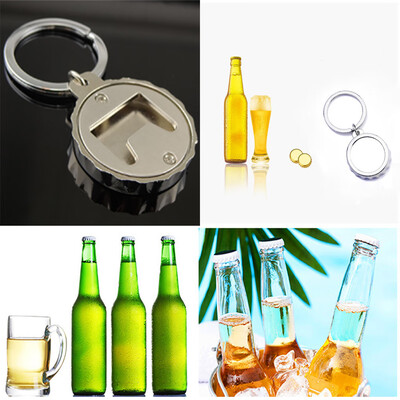 

Gobestart Unisex Creative Beer Bottle Cap-Shaped Bottle Opener Keychain Keyring Gift