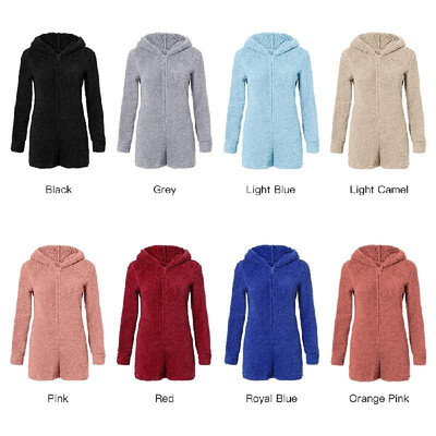 

Women Winter Fall Velutum Nighty Soft Cute Long-Sleeved Plush Jumpsuit Sweety Lovely Pajamas Comfortable Home Clothes