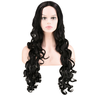 

〖Follure〗Fashion Wavy Black Long Curly Synthetic Hair Wig Cosplay Sexy Black Women Wigs
