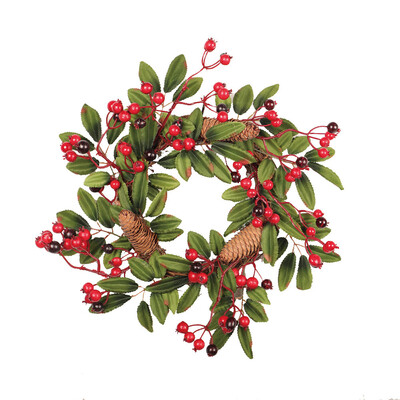 

Tailored 40cm Pine Cone Fruit Door Wreath Door Wall Ornament Christmas Thanksgiving Decor