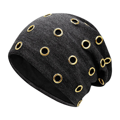 

Tailored New Women Men Winter Knitted Hat Metal Circle Hemming Hat Wool Cap