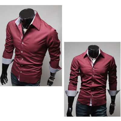 

Fashion Mens Luxury Stylish Casual Dress Shirts Long Sleeve Slim Fit T-Shirts