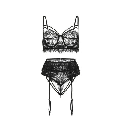 

Toponeto 3-Pc Women Lace Sexy Lingerie Straps Bra&Panty Garter Set Underwear Babydoll