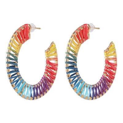 

Korean Summer Geometric Hollow Circle Square Drop Earrings for Women Big Round Handmade Bohemian Party Beach Jewelry