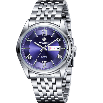 

WWOOR grip love Swiss watch mens watch steel belt calendar luminous student mens watch