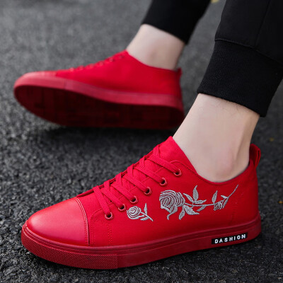 

Canvas shoes Mens Summer Korean version of Student Leisure Board shoes Spirit Boys Red Social cloth shoes Black