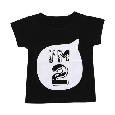 

Boys Girls Short Sleeve T-shirt Summer Cute Baby Birthday Number Print Tees