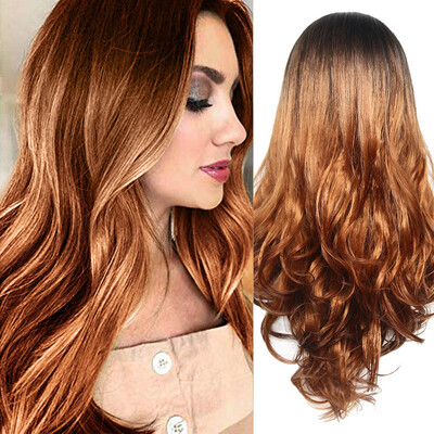

〖Follure〗Sexy Gradient Blonde Party Wigs Long Curly Hair Mixed Colors Synthetic Wig