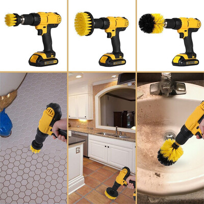 

Siaonvr 3Pcs Grout Power Scrubber Cleaning Brush Tub Cleaner Combo Tool Kit Yellow
