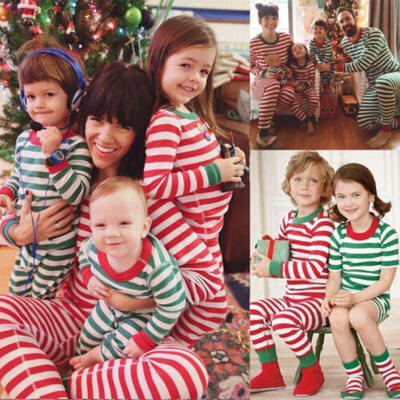 

Christmas Family Matching Pyjamas PJS Set Xmas Striped Sleepwear Nightwear Gift