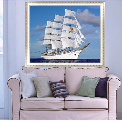 

Diamond Wall Sticker Ship Boat 5D DIY Painting Sailing Cross Stitch Full Square Drill Rhinestone Ribbon Embroidery Crafts