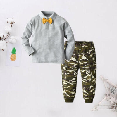 

Toddler Kid Baby Boy Clothes Bow Tie Tops T Shirt Camo Pants Leggings Outfits US