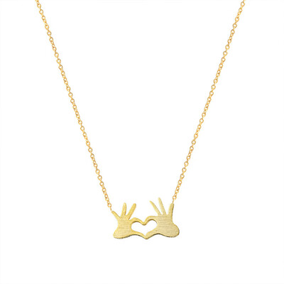 

Fashion Women Love Heart Palm Pendant Chain Necklace Jewelry Party Gift