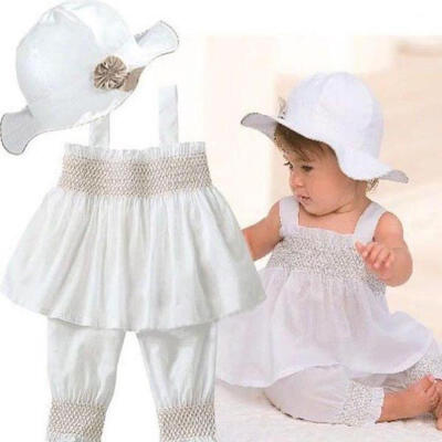 

Princess Baby Kids Girls Tops DressPantsHat 3pcs Wedding Party Suits Outfits