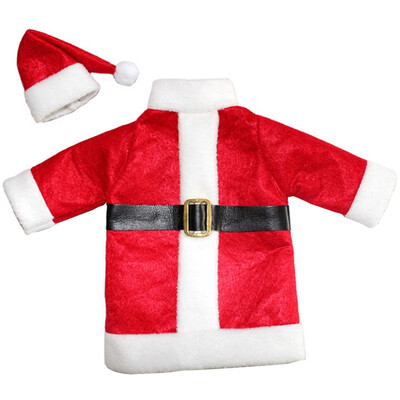 

Christmas Decoration Red Wine Bottle Covers Clothes With Hats For Home Christmas Dinner Party Or Gift