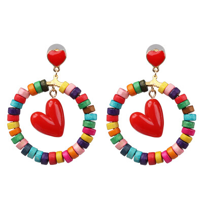 

2019 Handmade Boho Geometric Statement Earrings for Women Vintage Resin Beads Earrings Wedding Party Gifts Bijoux