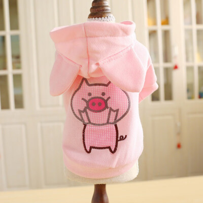 

Pink Pig Hoodie For Girl Dog Pet Winter Thickening Costume Hooded Coat Cartoon Embroidered Pattern Hoodie For Small Dogs