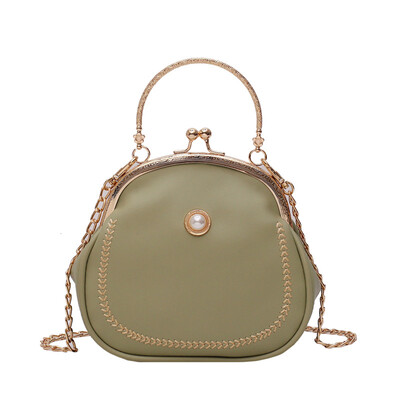 

Ins port wind texture silk scarf chain small square bag handbags new 2019 Korean version of the wild pearl shoulder Messenger bag