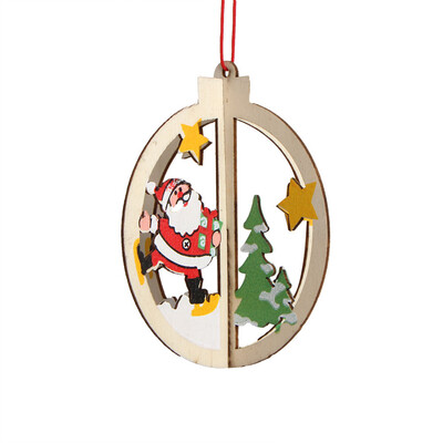 

〖Follure〗1PC New Christmas Tree Ornaments Hanging Xmas Tree Party Decor 3D Wooden Pendant