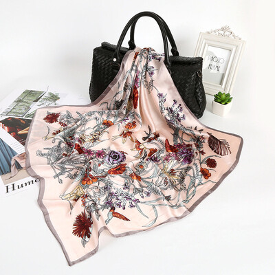

Autumn&winter Korean version of the silk satin thin scarf scarf air conditioning shawl beach towel seaside sunscreen silk scarf women wholesale