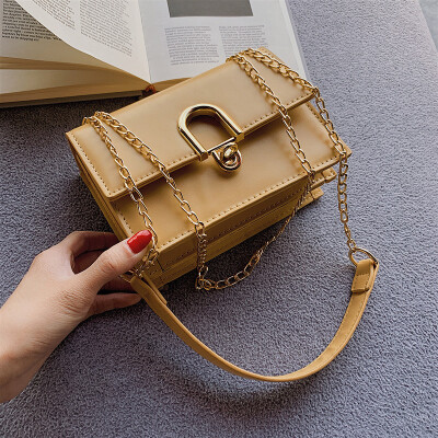 

Qiao Bani 2019 new Korean version of the fashion Dongdaemun simple solid color chain flip cover shoulder slant diagonal tide handbag