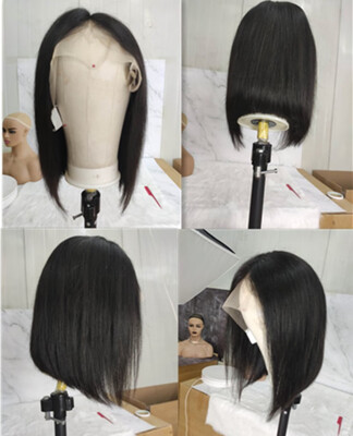 

Middle Part 13X4 Lace Front Human Hair Wigs Brazilian Remy Hair Short Bob Wig with Pre Plucked Hairline with baby Hairs