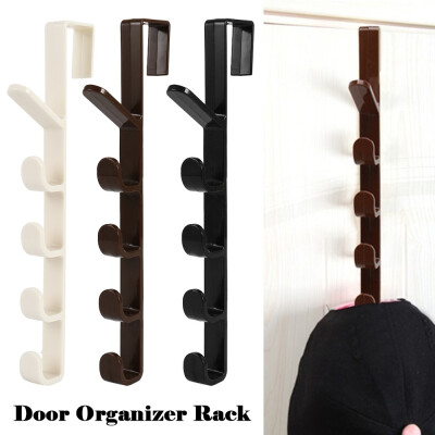 

2019 Hot Sale Vertical Over the Door Organizer Rack Coats Caps Holder with 5 Hooks