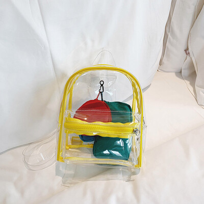 

Tailored Fashion Lady Transparent Jelly Candy Color Built-In Wallet Backpack 4 Piece Set