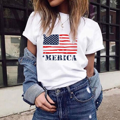 

Starmoon Women Plus Size National Flag Independence Day Print Short Sleeve T-Shirt Tops