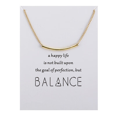 

Fashion Jewelry New Gold-color Balance Tube Bar Word Long Alloy Pendant Short Necklace