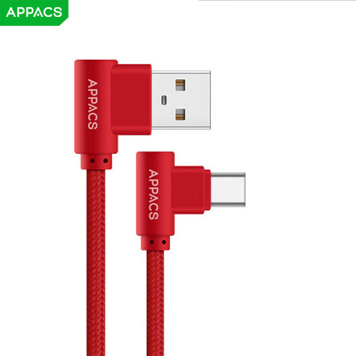 

APPACS Mobile Phone Cable USB Type C Cable 90 Degree Fast Charging USB-C For Samsung Huawei Nylon Data Cord For Charging