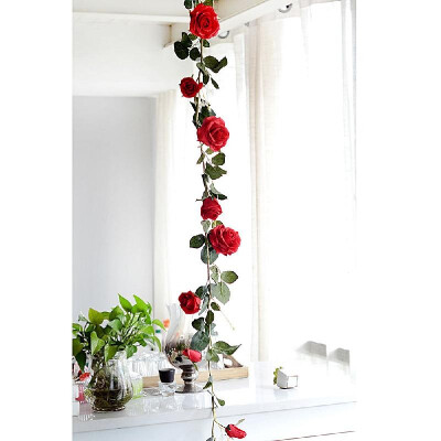 

Yiwu supply Guangzhou artificial flower wholesale 18 meter rose rattan wedding home decoration fake flower ornament wall hanging