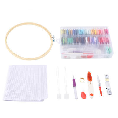 

Greensen Full Range of Embroidery Starter Kit Cross Stitch Kit Includes Embroidery Hoops 50 Colors Lines