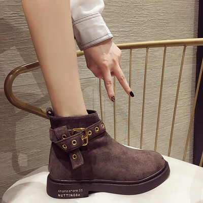 

European&American fashion Martin boots women British Wind Autumn net red retro buckle college boots