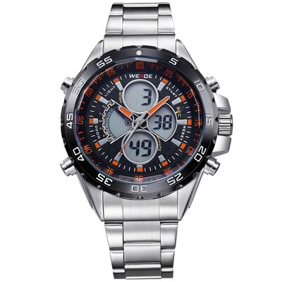 

WEIDE WH1103 Dual Display Two Movement Quartz Digital Men Watch 3ATM Waterproof LCD Backlight Auto Date Day Week Alarm Stopwatch W