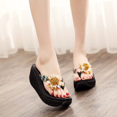 

Rose Women Ladies Fashion Wedges Flower Loafer Causal Beach Slipper Shoes Sandals