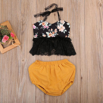 

Toddler Baby Girl Summer Casual Backless Lace T-Shirt Tops Pant Outfits Set 2PCs