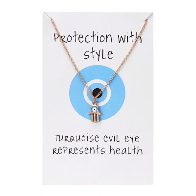 

White Card Lucky Evil Eye Necklace for Women Gold Silver Color Blue Eye Hamsa Hand Pendant Necklace Collare Fashion Jewelry Gift