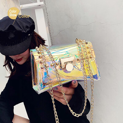 

Beibaobao New Bags For Women PVC Fashion Girl Messenger Bag Jelly Package Female Laser Crossbady Bags New Elegant Ehoulder Bags