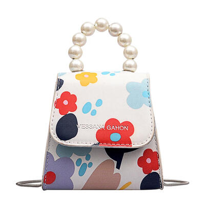 

Flower Print Shoulder Small Messenger Handbags Women Pearl Crossbody Bags