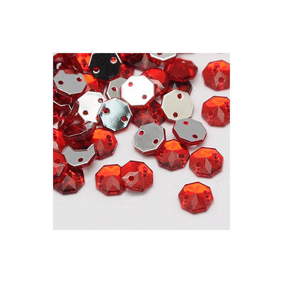 

Sew on Rhinestone Taiwan Acrylic Rhinestone Two Holes Garments Accessories Faceted Octagon Red 10x95x3mm Hole 1mm