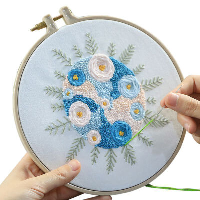 

Full Range of Embroidery with Tools Kit DIY Flower Regiment Handkerchief for Valentines Day Gift DIY Knitting Product