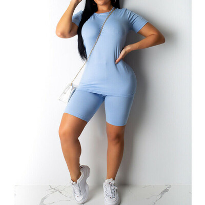 

Womens Ladies Short Sleeve Boxy Lounge Wear Tracksuit Set Casual Comfy Two Piece