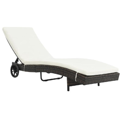 

Sun Lounger with Wheels&Cushion Poly Rattan Brown