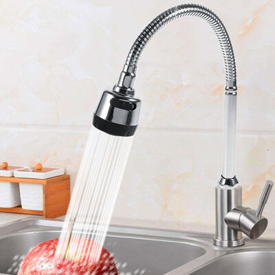 

304 Stainless Steel Swivel Spout Kitchen Sink Faucet Pipe Fittings Single Handle Connection Sink Faucet Waterfall Faucet