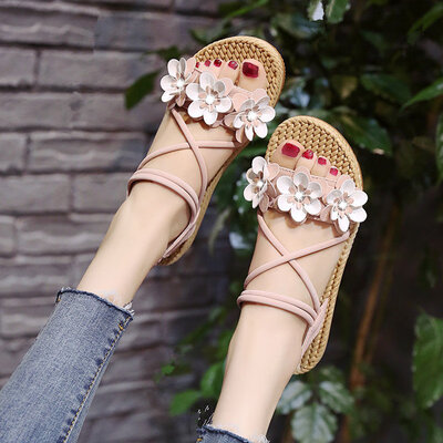 

Summer Female Shoes Korean Version Baitie Beach Shoes Flat sole Thick sole Roman Shoes Fairy Wind Sandals Female Students