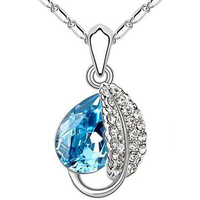 

Fashion Korea Acacia Leaf Crystal Jewelry Bridal Wedding Retro Necklace Gift
