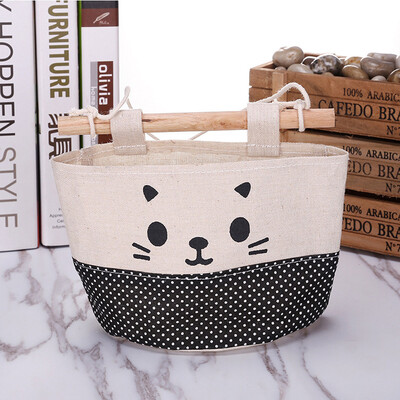 

Gobestart New Cotton Cartoon Cat Hanging Storage Bag Debris Pouch Wall Combination